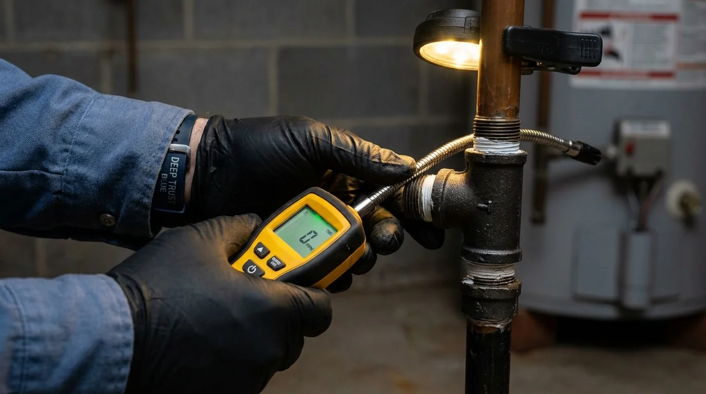 Gas leak detection with electronic sniffer by Johns Plumbing LLC in Caro