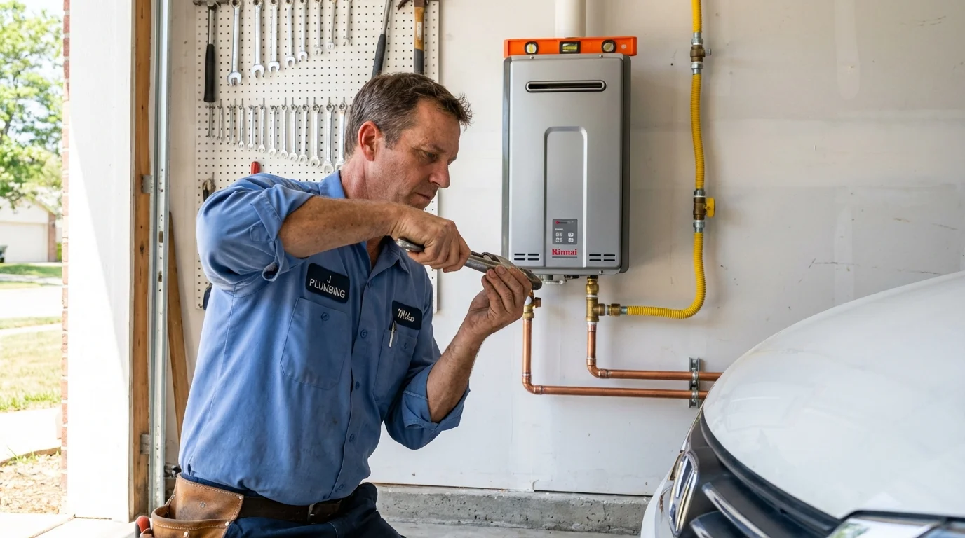 Tankless water heater installation by a Johns Plumbing LLC plumber in Caro